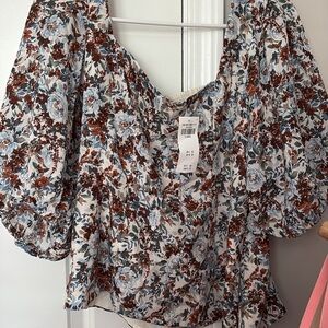 Abercrombie & Fitch Floral Crop Top - Blue and Brown